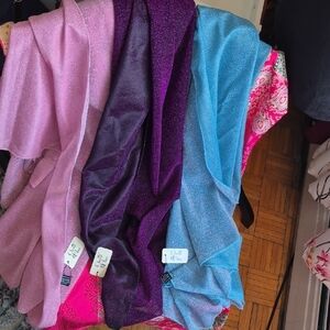 Cherie Bliss Wide Sparkling Pink, Purple, or Blue Scarves (A12)